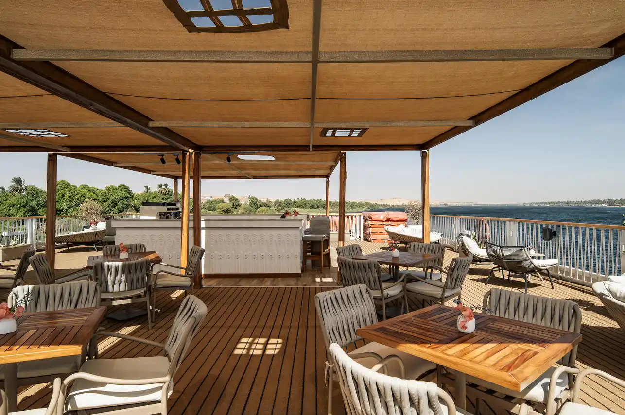 Sun deck of the MS Tamr Henna Nile Cruise Nile cruise